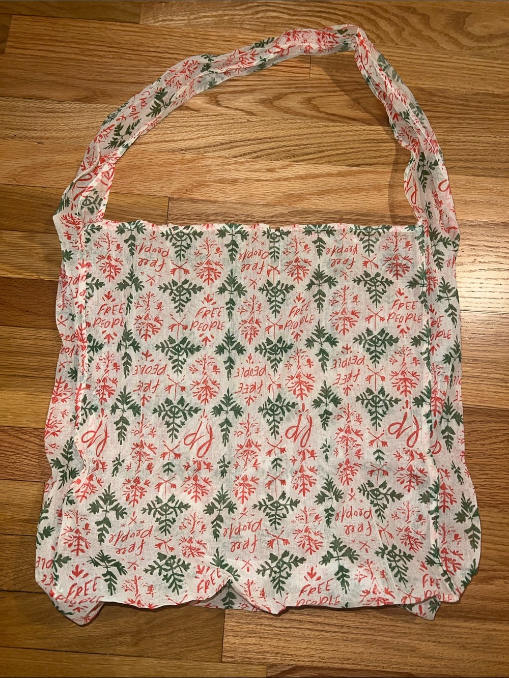 Free People Shopping Tote in Cream, Green & Red